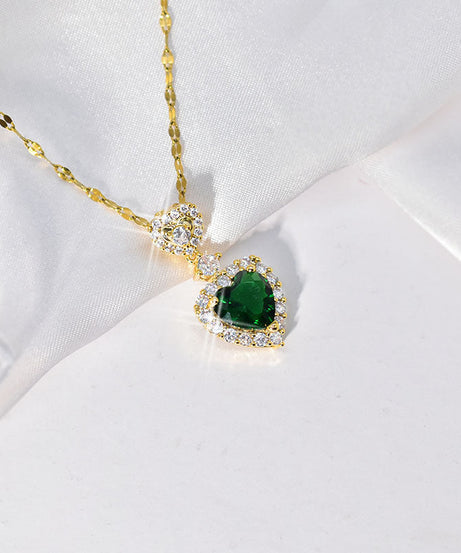 Green Zircon Heart Set