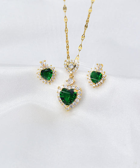 Green Zircon Heart Set